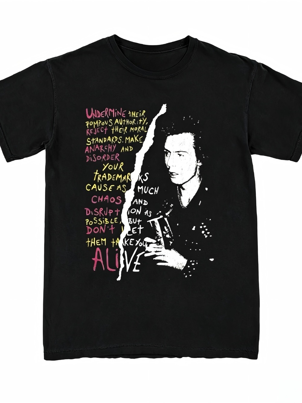 New Rare Sid Vicious Anarchy And Disorder Punk Rock Retro T-shirt Unisex